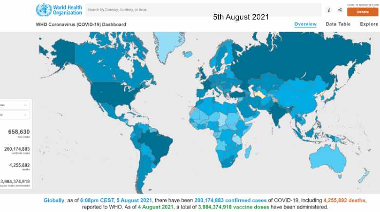 World Health Organisation Covid Map