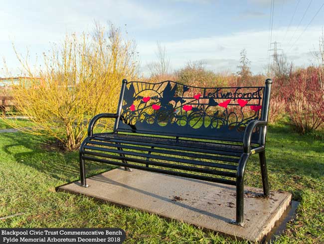 Blackpool Civic Trust Commemorative Bench at Fylde Memorial Arboretum