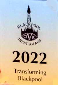 Blackpool Civic Trust Award plaque for Transforming Blackpool 2022
