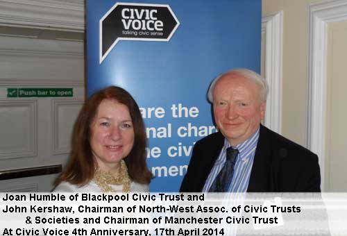 Joan Humble with John Kershaw, Chairman of North West Association of Civic Trusts and Societies and Chairman of Manchester Civic Trust.