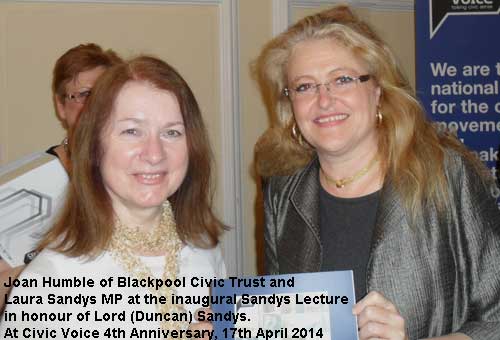 Joan Humble, Chairman of Blackpool Civic Trust with Laura Sandys MP.