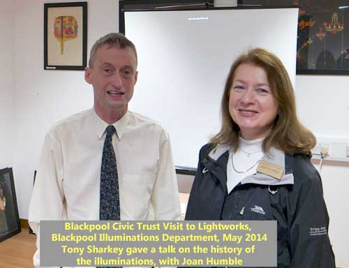 Tony Sharkey with Joan Humble at Blackpool Illuminations Department, Lightworks