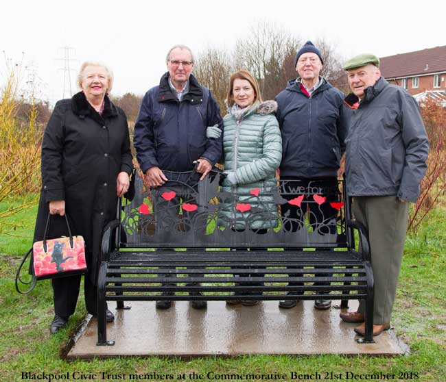 Blackpool Civic Trust members at the Commemorative Bench