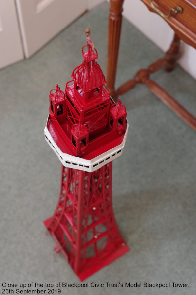 Blackpool Civic Trust 3ft high model of Blackpool Tower close up of the top