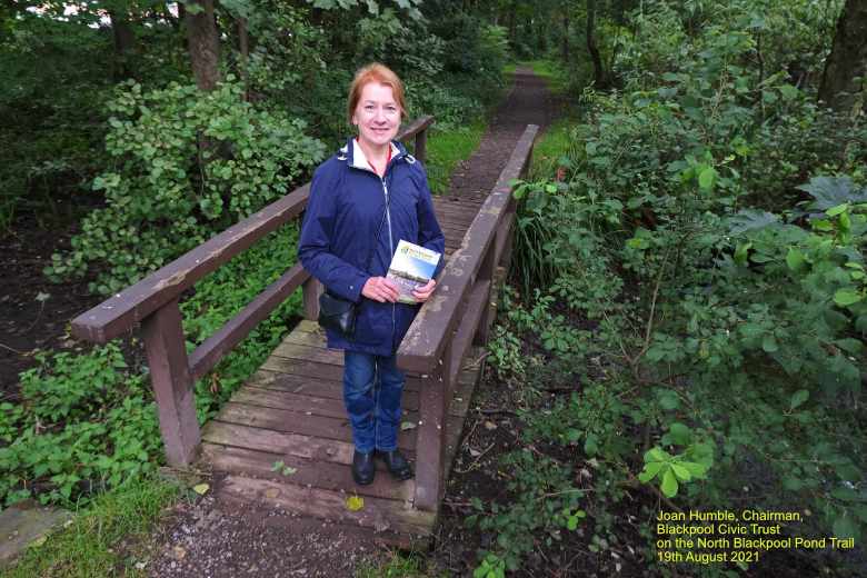 Joan Humble, Chair of Blackpool Civic Trust on the North Blackpool Pond Trail  19th August 2021
