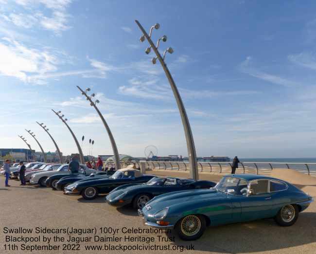  Jaguars at the Swallow Sidecar 100yr anniversay  at Blackpool 2022