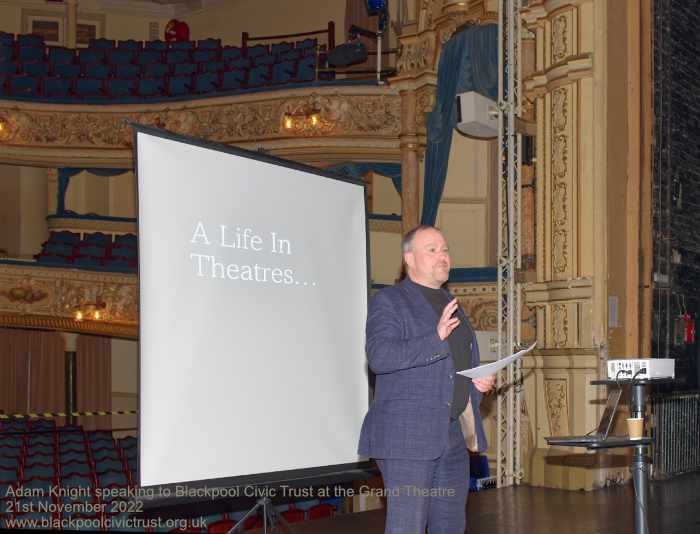 Adam Knight CEO of the Grand Theatre Blackpool speaks to Blackpool Civic Trust, November 2022