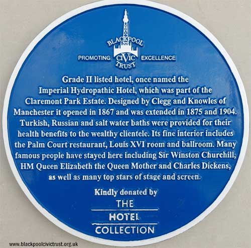 Imperial Hotel Blackpool, Blue Plaque