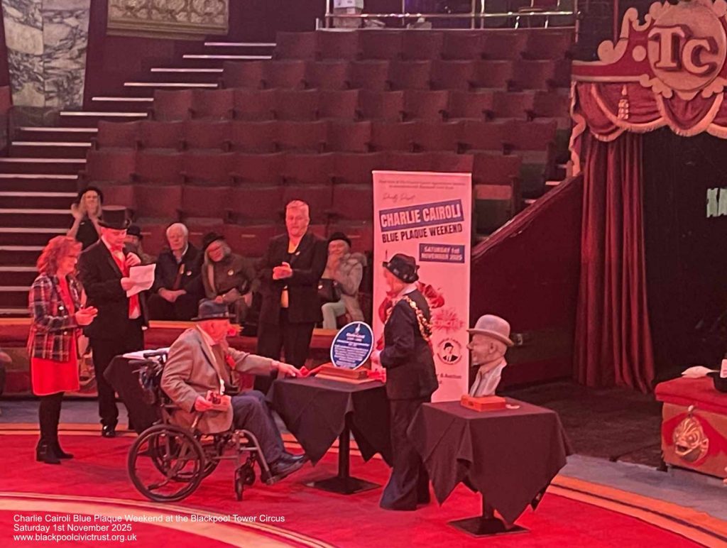 Charlie Cairoli Blue Plaque unveiling Saturday 1st November 2025 at the Blackpool Tower Circus