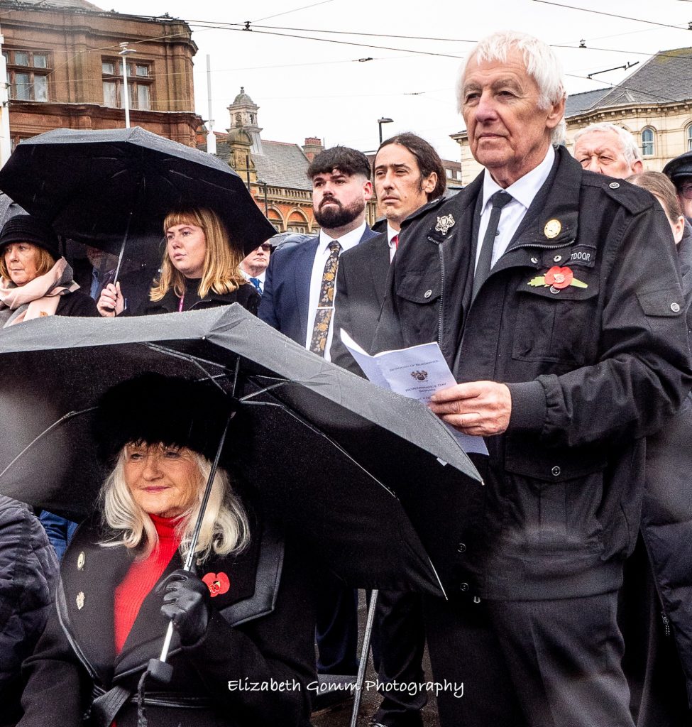 John Garnham and Shirley Matthews laid a wreath on behalf of Blackpool Civic Trust at the War Memorial